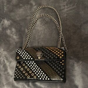 Kurt Geiger (The Kensington)Studded Black and Gold Chain Shoulder Bag